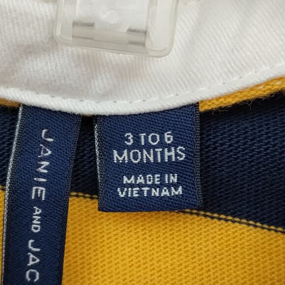 Janie and Jack Polo Shirt Size 3 to 6 Yellow and Blue with White Collar & Cuffs - Picture 5 of 5